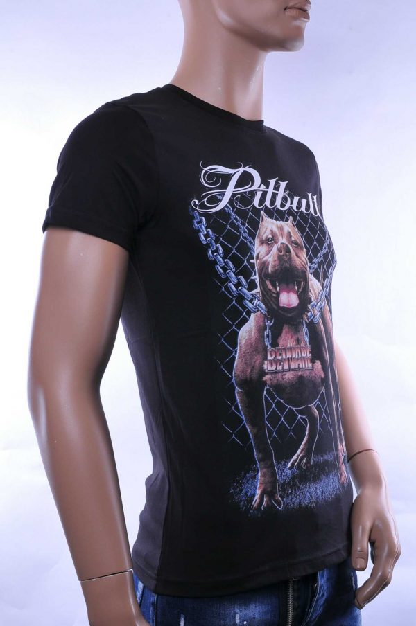 Club Ju ronde hals Dangerous Pitbull print T-Shirt Zwart