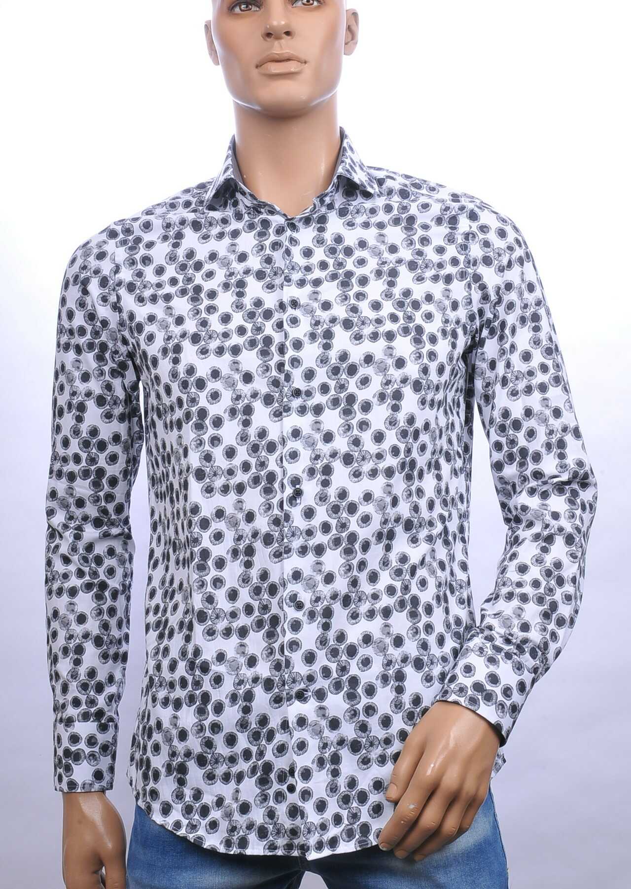 FORTUNATO trendy allover plakjes kiwi dessin Italiaanse overhemd Wit