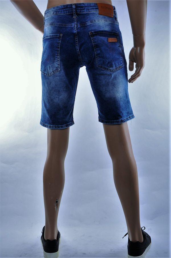 BlackRock hippie gescheurde slim fit heren korte spijkerbroek met verfvlekjes, B553 Blauw