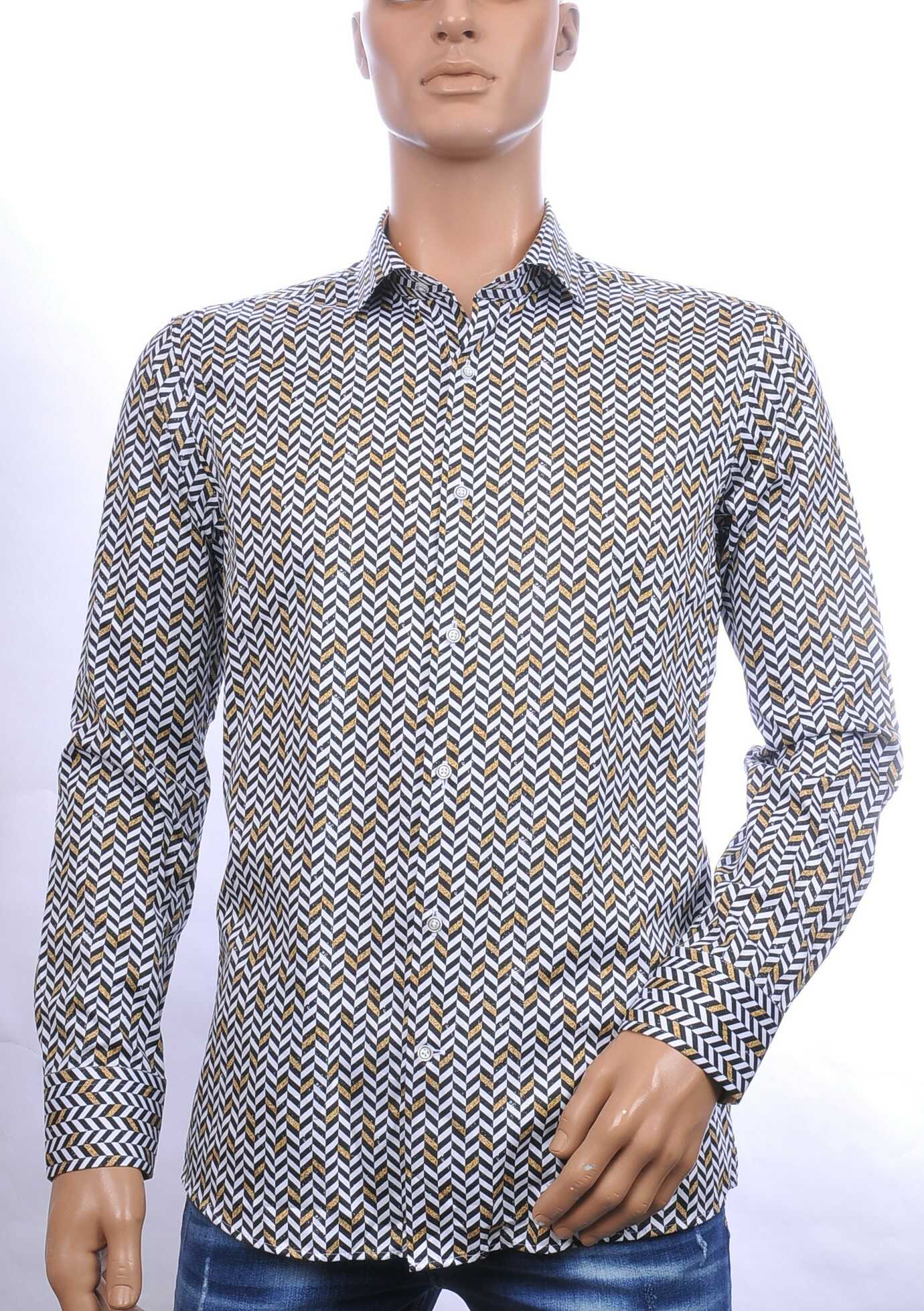 CORRINO Italiaanse allover diagonale strepen motieven heren overhemd Zwart