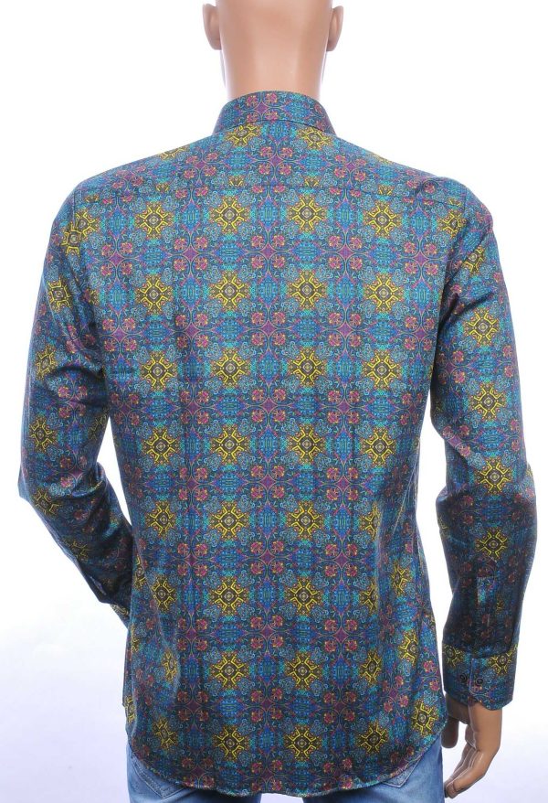 Corrino trendy slim fit allover authentiek motieven dessin heren overhemd Groen