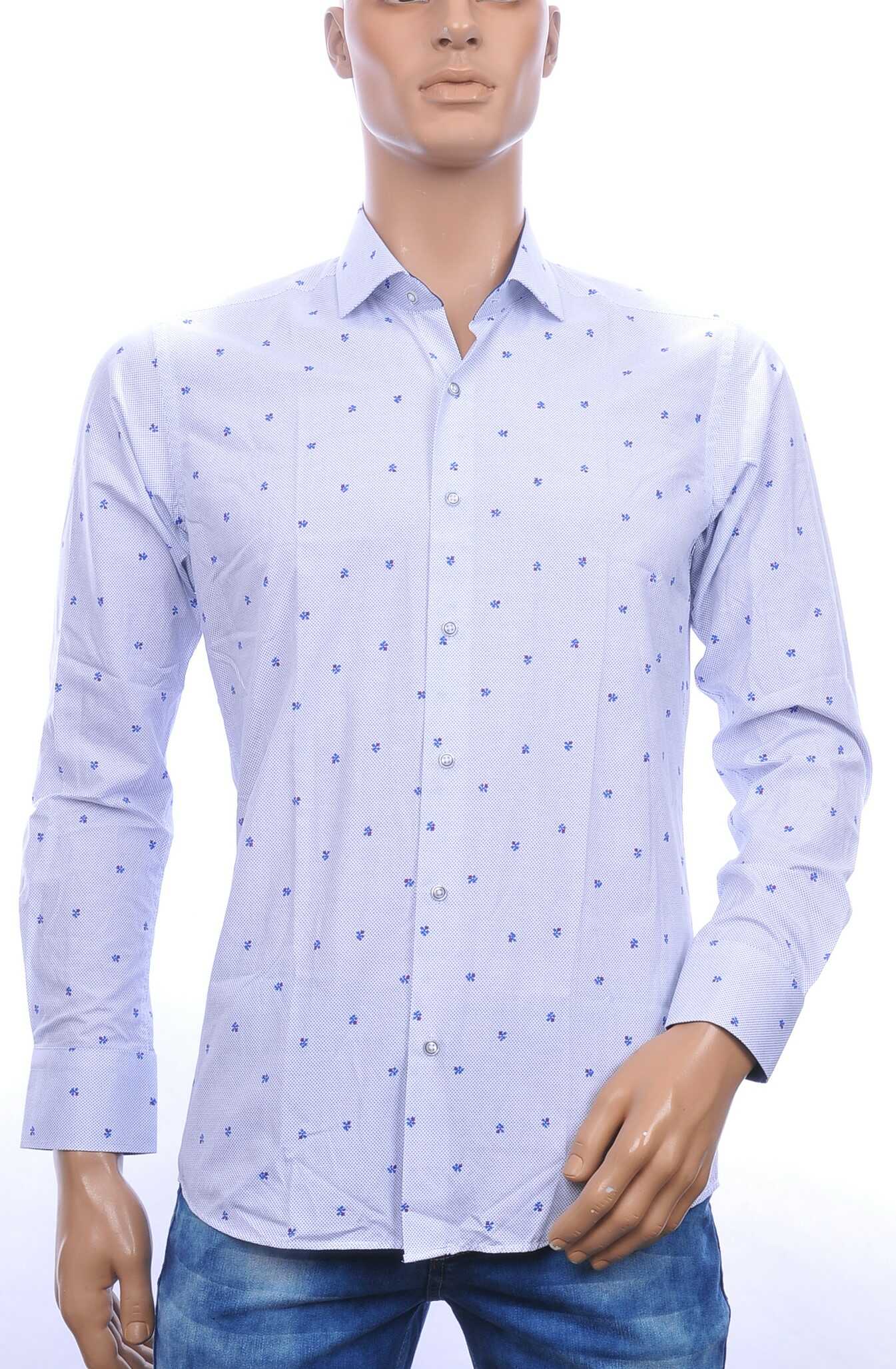 Corrino trendy slim fit allover bloemen motieven dessin heren overhemd Wit