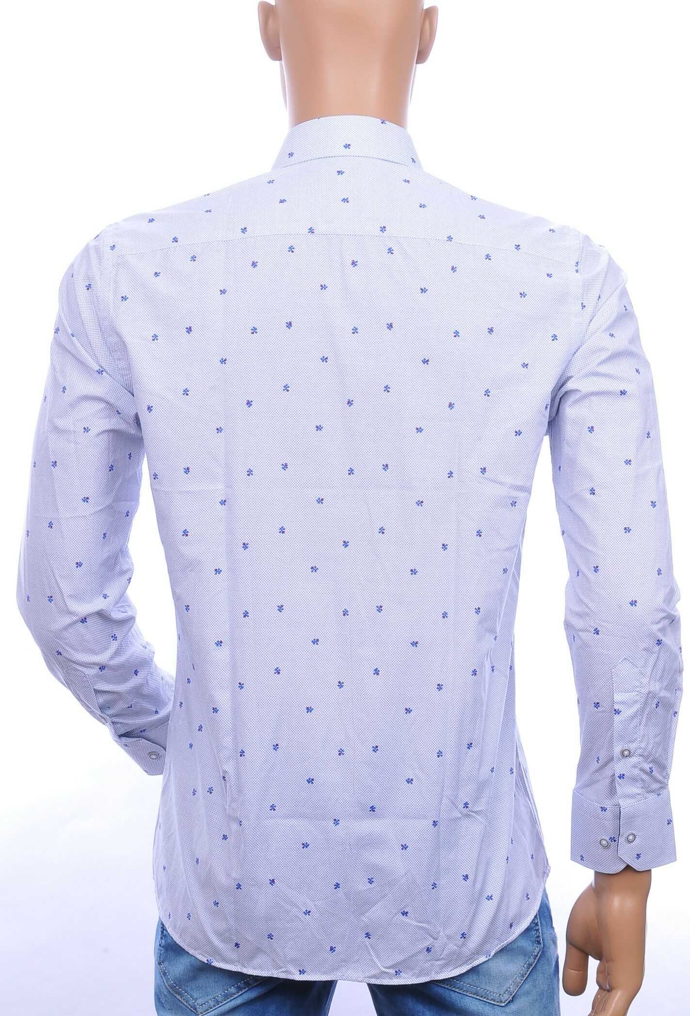 Corrino trendy slim fit allover bloemen motieven dessin heren overhemd Wit