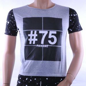 David & Gerenzo trendy slim fit heren lang T-Shirt met print Grijs