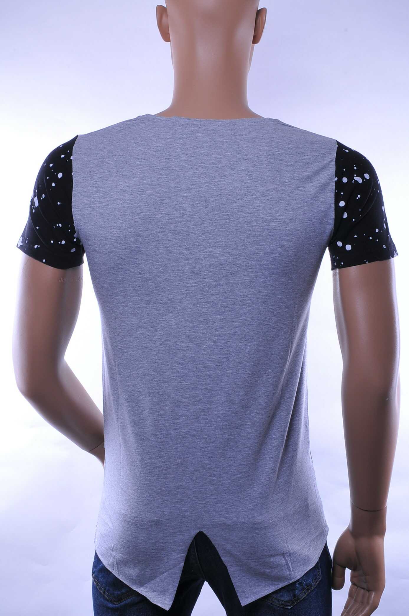David & Gerenzo trendy slim fit heren lang T-Shirt met print Grijs