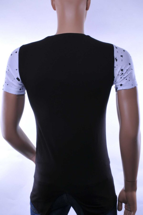 David & Gerenzo trendy slim fit heren lang T-Shirt met print Zwart