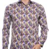Fortunato trendy allover modern kunst motieven dessin heren overhemd Paars