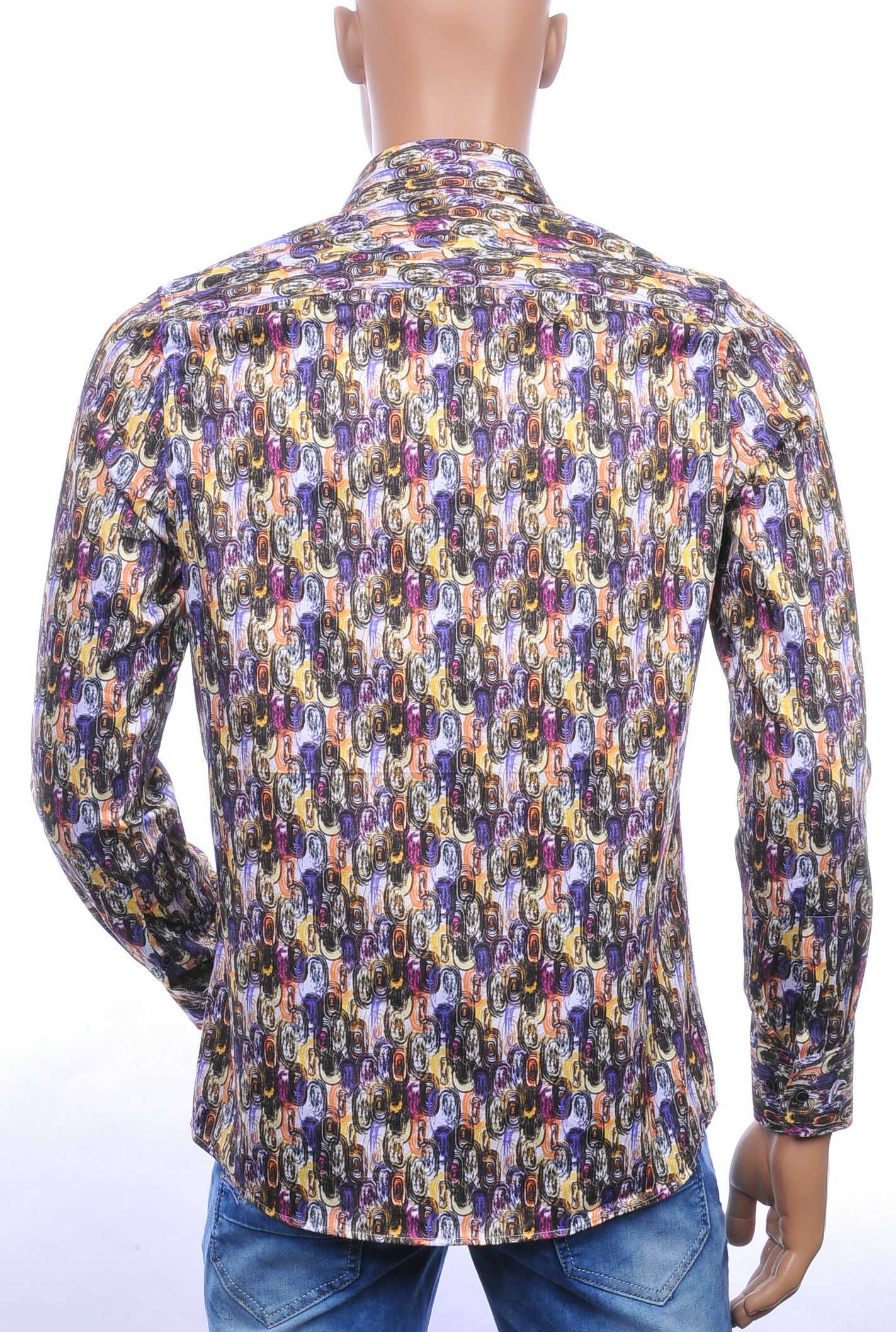 Fortunato trendy allover modern kunst motieven dessin heren overhemd Paars