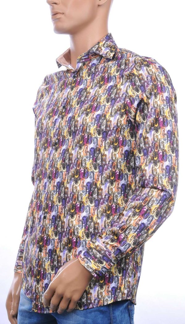 Fortunato trendy allover modern kunst motieven dessin heren overhemd Paars