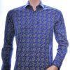 Corrino trendy slim fit allover vlinders dessin heren overhemd Navy