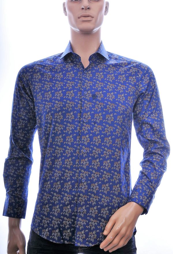 Corrino trendy slim fit allover vlinders dessin heren overhemd Navy