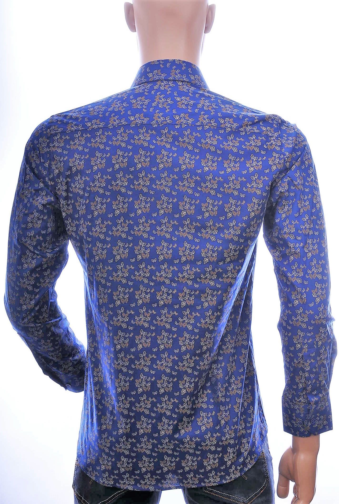 Corrino trendy slim fit allover vlinders dessin heren overhemd Navy