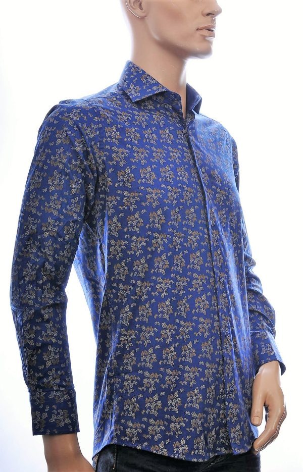 Corrino trendy slim fit allover vlinders dessin heren overhemd Navy