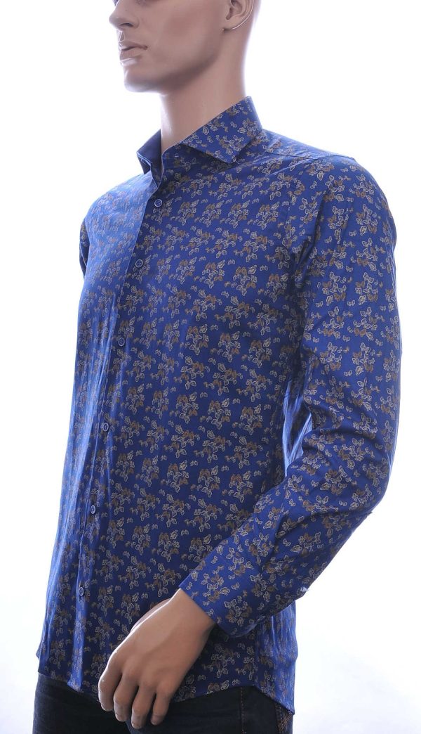 Corrino trendy slim fit allover vlinders dessin heren overhemd Navy