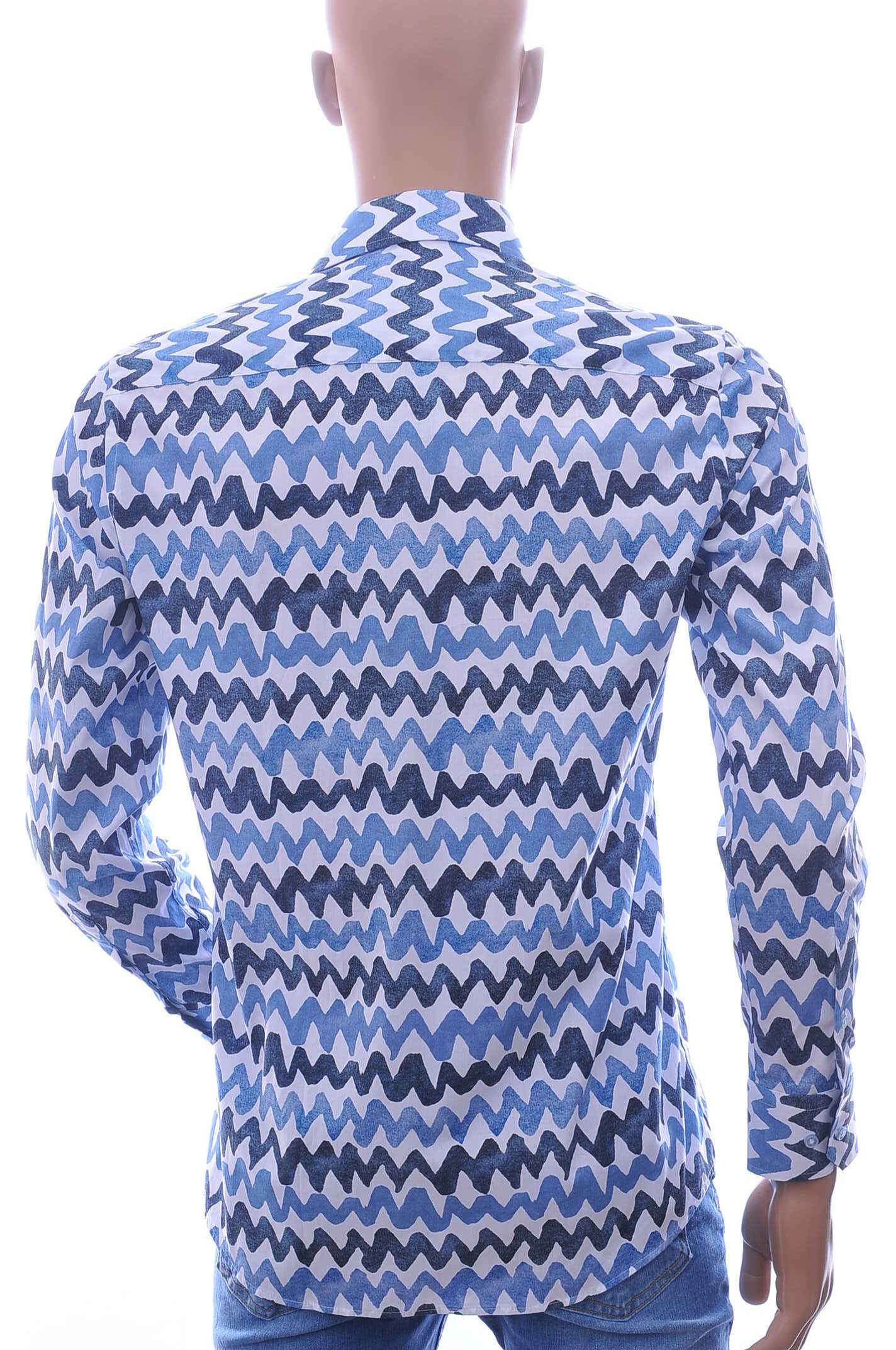 CORRINO OLYMP State of Art Blue Industry A fish named fred Wolff Blitz Moncler DIOR Philipp Plein PRADA Louis Vuitton GUCCI VERSACE KENZO Dsquared2 Levi's CHASIN G-STAR DOLCE & GABBANA DIESEL PME LEGEND WAM DENIM LACOSTE modern fit allover horizontaal golven dessin heren overhemd Blauw