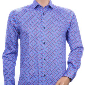 Corrino modern fit allover bloemen dessin heren overhemd Blauw