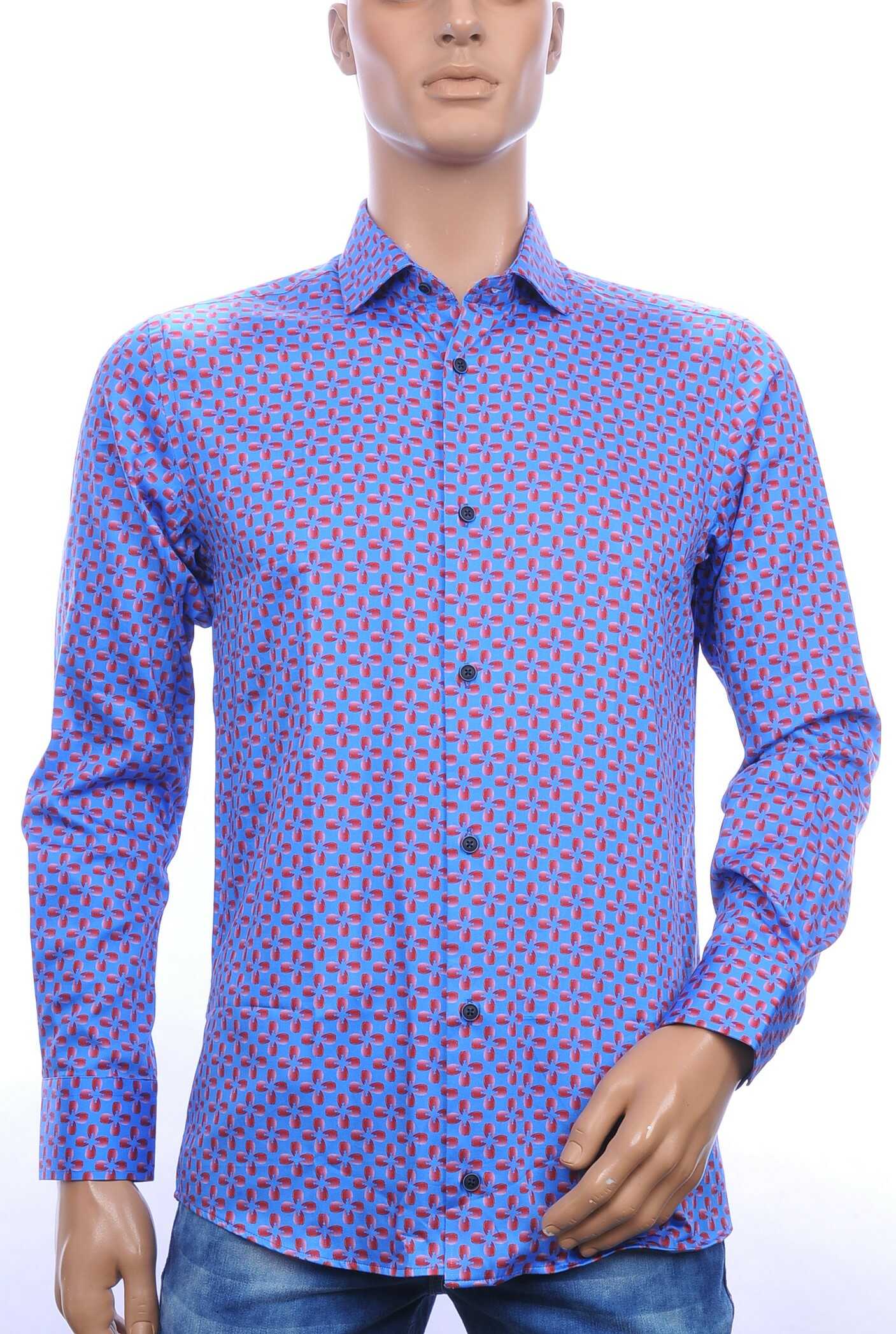 Corrino modern fit allover bloemen dessin heren overhemd Blauw