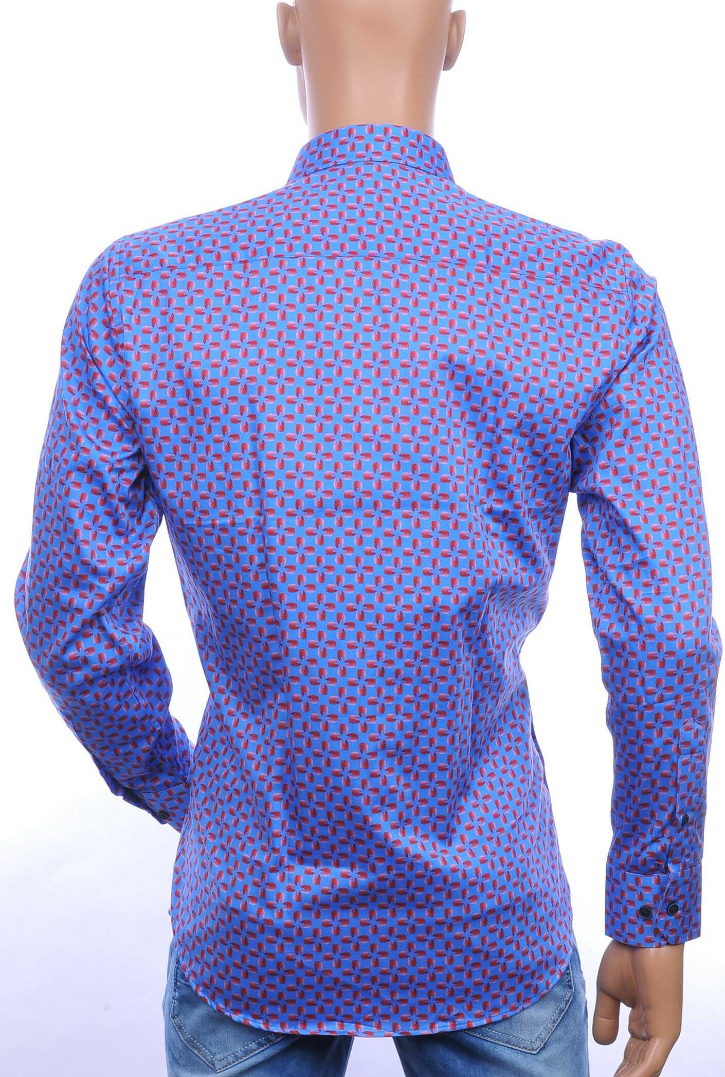 Corrino modern fit allover bloemen dessin heren overhemd Blauw