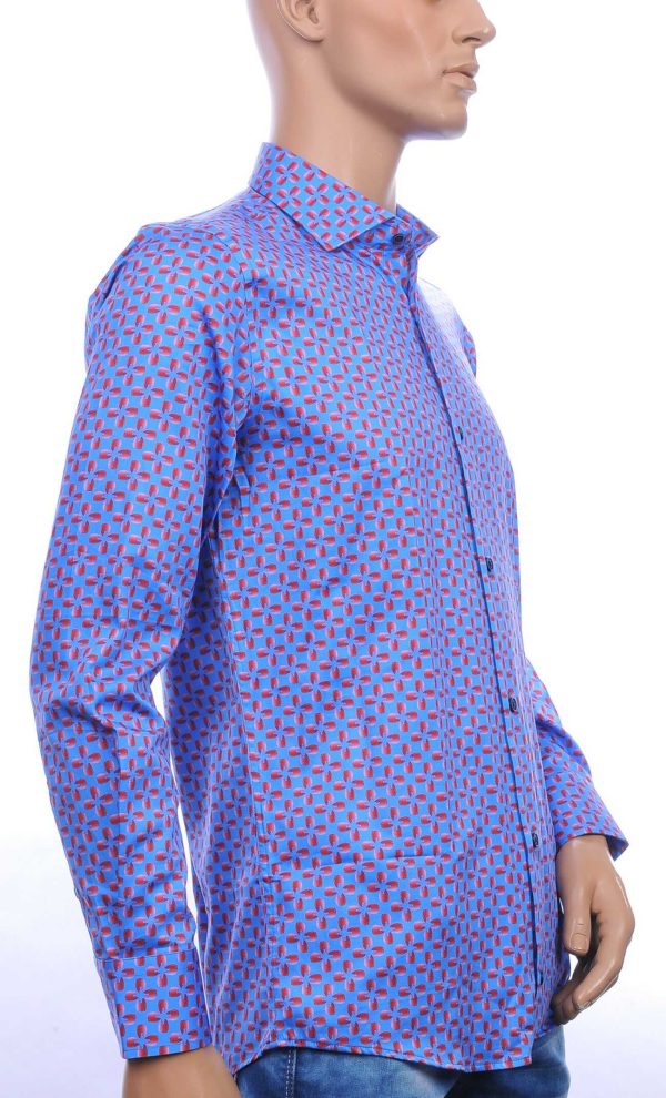 Corrino modern fit allover bloemen dessin heren overhemd Blauw
