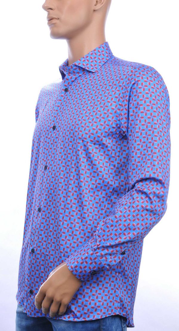 Corrino modern fit allover bloemen dessin heren overhemd Blauw