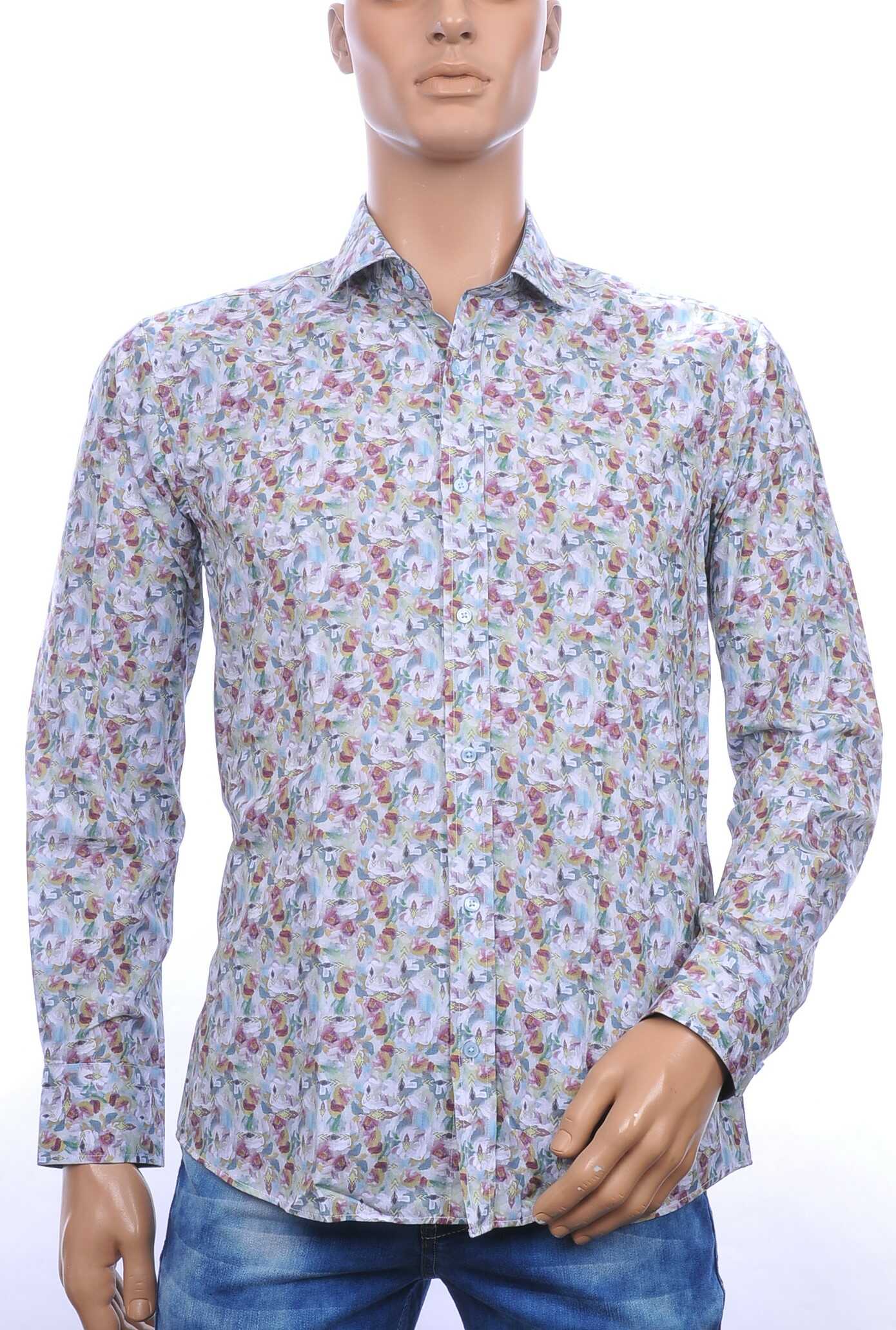 Corrino slim fit allover modern kunst dessin heren overhemd Groen