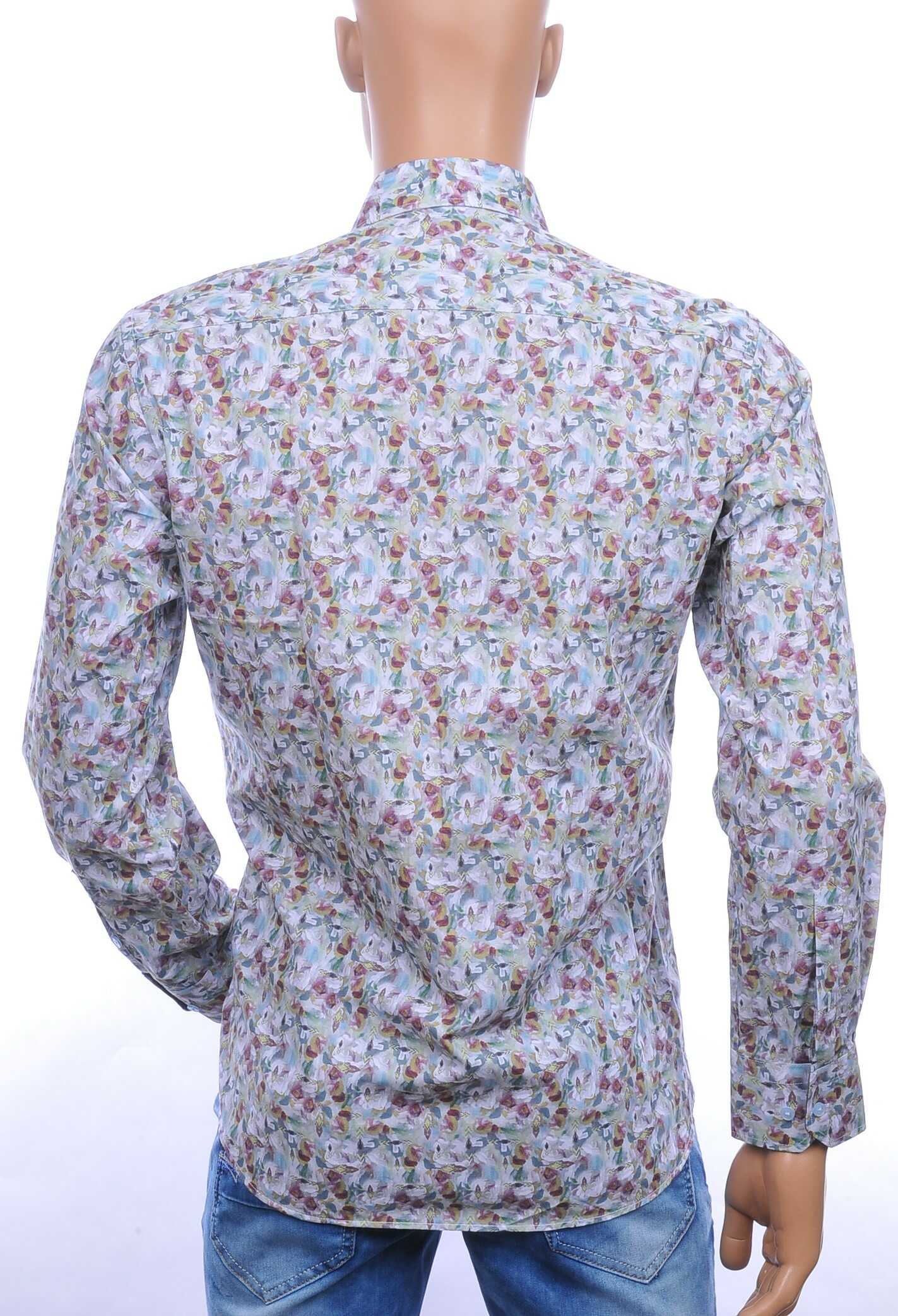 Corrino slim fit allover modern kunst dessin heren overhemd Groen