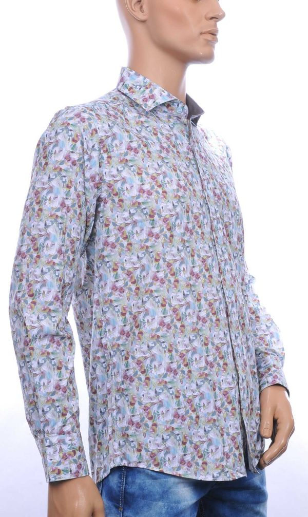 Corrino slim fit allover modern kunst dessin heren overhemd Groen