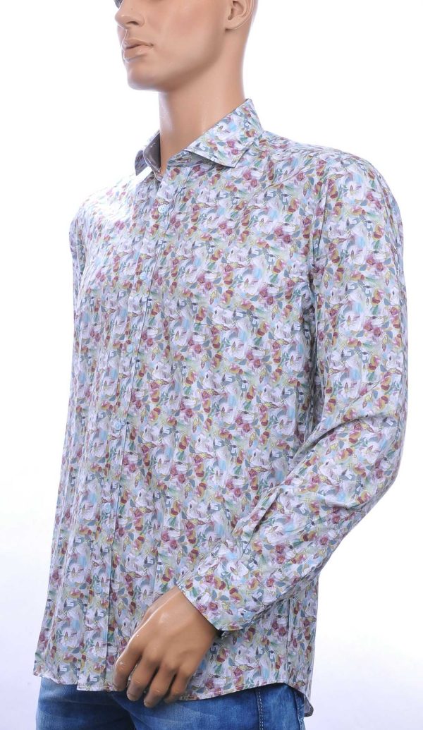 Corrino slim fit allover modern kunst dessin heren overhemd Groen