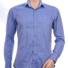 DIMI trendy slim fit allover paisley dessin heren overhemd met borstzak Navy