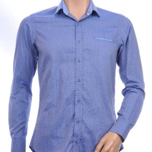 DIMI trendy slim fit allover paisley dessin heren overhemd met borstzak Navy