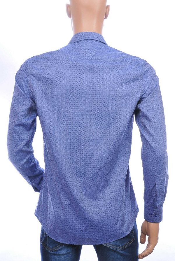 DIMI trendy slim fit allover paisley dessin heren overhemd met borstzak Navy