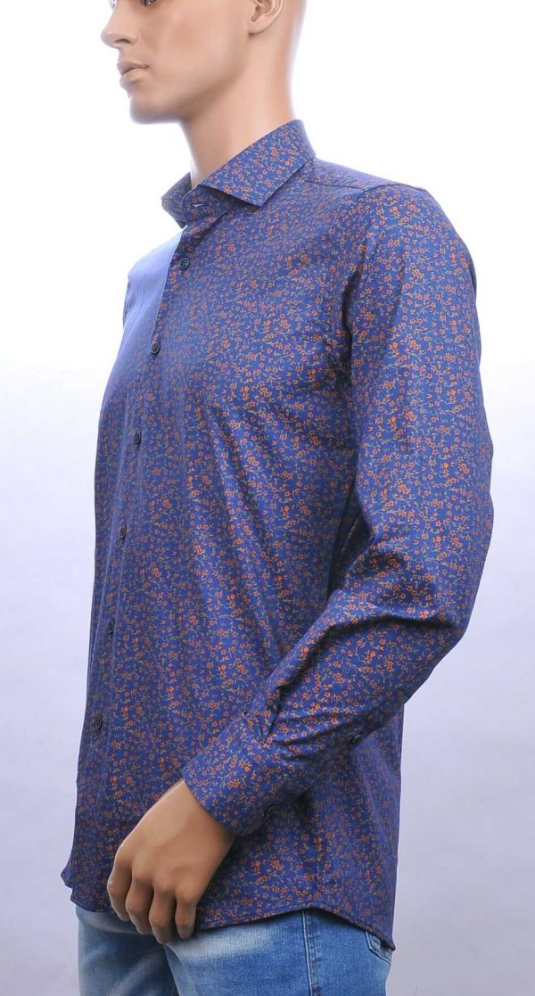 FORTUNATO slim fit allover bloemen dessin heren overhemd Navy