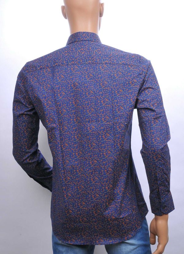 FORTUNATO slim fit allover bloemen dessin heren overhemd Navy