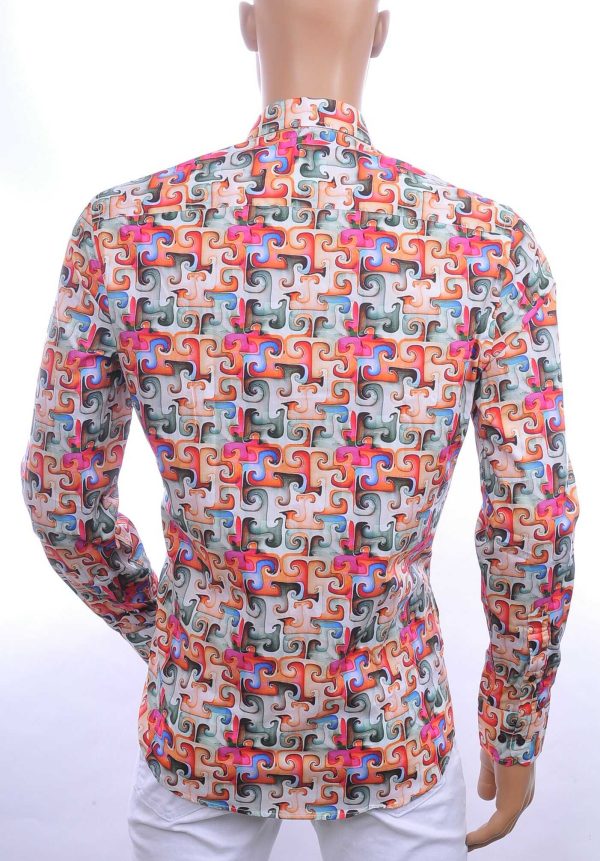 FORTUNATO trendy allover modern kunst dessin Italiaanse overhemd Rood
