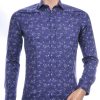GABANO trendy slim fit getailleerd allover bloemen dessin heren overhemd Navy