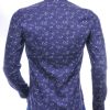 GABANO trendy slim fit getailleerd allover bloemen dessin heren overhemd Navy