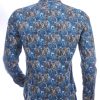 GABANO trendy slim fit getailleerd allover modern kunst heren overhemd met borstzak Zwart