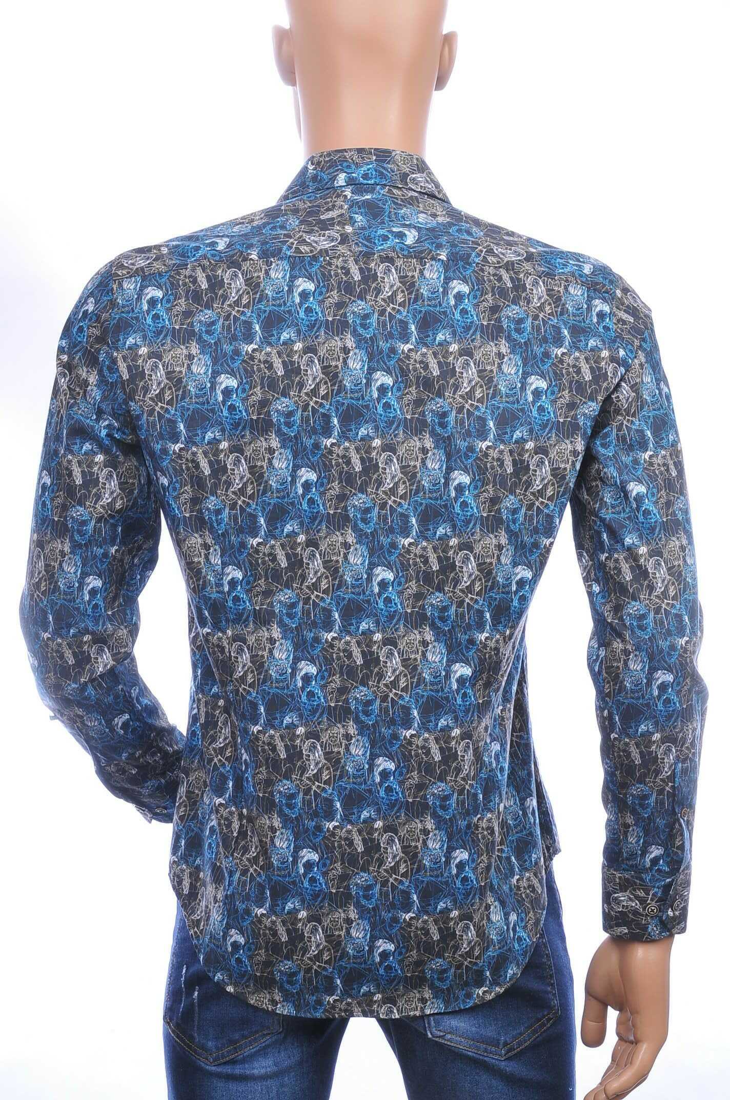 GABANO trendy slim fit getailleerd allover modern kunst heren overhemd met borstzak Zwart