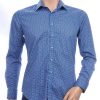 GABANO trendy slim fit getailleerd allover vierkantjes dessin heren overhemd Navy