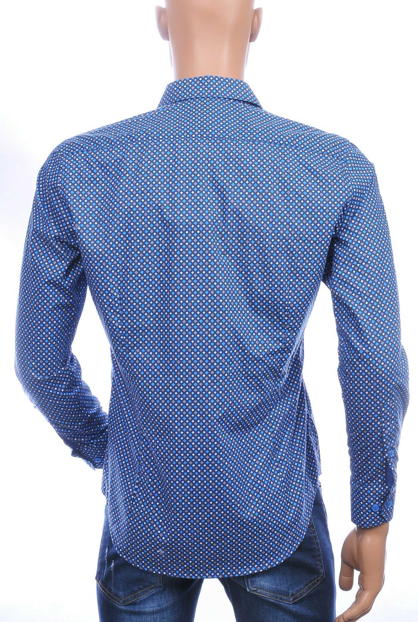 GABANO trendy slim fit getailleerd allover vierkantjes dessin heren overhemd Navy