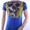 Les Designers trendy ronde hals heren skull T-Shirt met steentjes Blauw