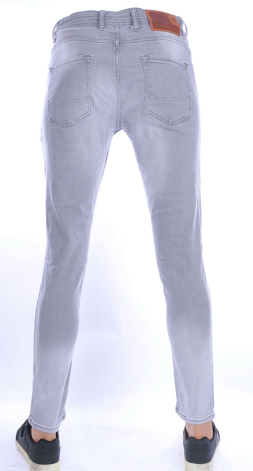 Montfleuri trendy gewassen slim fit heren stretch jeans Grijs