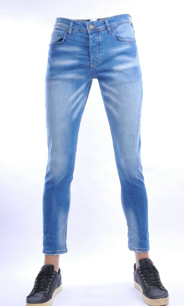 Montfleuri trendy gewassen slim fit heren stretch jeans Blauw