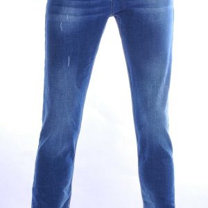Montfleuri Trendy Gewassen Gescheurd Super Stretch Slim Fit Heren Jeans - Blauw