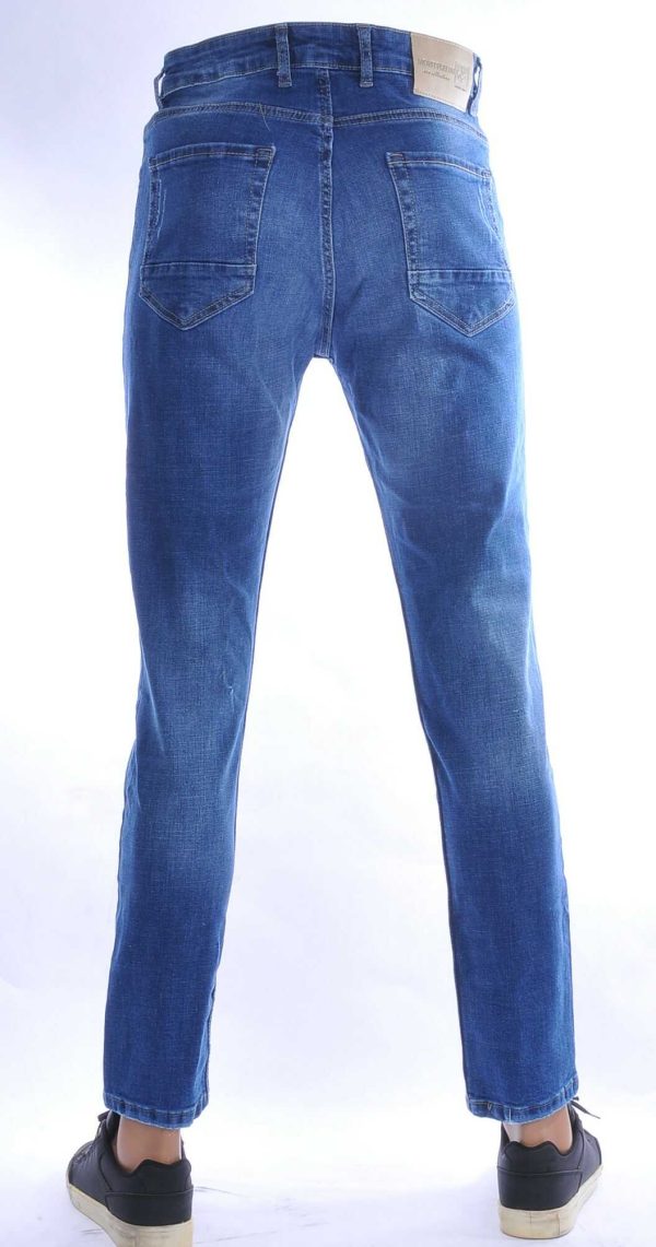 Montfleuri Trendy Gewassen Gescheurd Super Stretch Slim Fit Heren Jeans - Blauw
