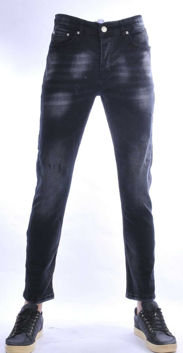 MONTFLEURI Hippe Gescheurde Slim Fit Stretch Heren Jeans - Zwart