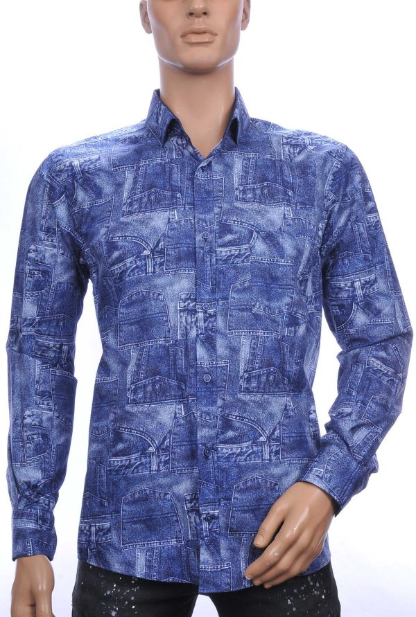 CORRINO Blue Industry Wolff Blitz Moncler DIOR Philipp Plein PRADA Louis Vuitton GUCCI VERSACE KENZO Dsquared2 Levi's CHASIN G-STAR DOLCE & GABBANA DIESEL PME LEGEND WAM DENIM LACOSTE regular fit allover denim jeans dessin heren overhemd Navy