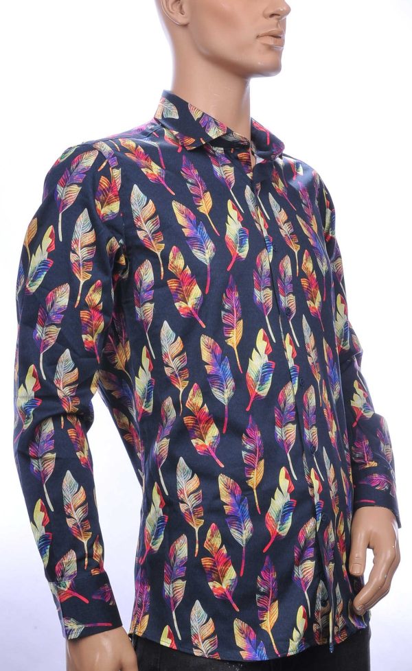 Corrino Blue Industry Wolff Blitz Moncler DIOR Philipp Plein PRADA Louis Vuitton GUCCI VERSACE KENZO Dsquared2 Levi's CHASIN G-STAR DOLCE & GABBANA DIESEL PME LEGEND WAM DENIM LACOSTE modern fit allover veren dessin heren overhemd Zwart