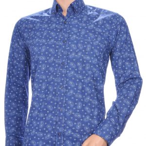 Corrino A Fish Named Fred Wolff Blitz Louis Vuitton GUCCI VERSACE KENZO Dsquared2 Levi's CHASIN G-STAR DOLCE & GABBANA DIESEL PME LEGEND WAM DENIM LACOSTE regular fit allover paisley bloemen dessin heren overhemd met borstzak Navy-Wit