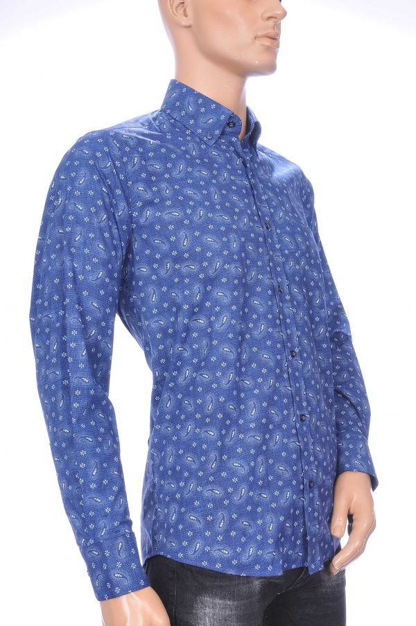 Corrino A Fish Named Fred Wolff Blitz Louis Vuitton GUCCI VERSACE KENZO Dsquared2 Levi's CHASIN G-STAR DOLCE & GABBANA DIESEL PME LEGEND WAM DENIM LACOSTE regular fit allover paisley bloemen dessin heren overhemd met borstzak Navy-Wit